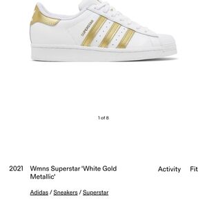 Adidas Superstar White and Gold Sneakers